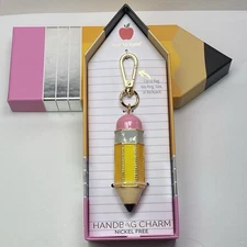 True To Form Gold Tone Pencil Handbag/ Key Charm NEW