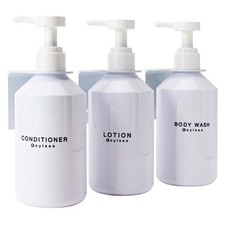 3-Chamber Shampoo  Conditioner Dispenser Wall-Mounted Soap Plastic Bottles