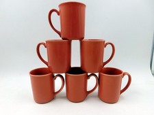 Vintage Corning Salmon Pink 8 oz. Coffee Mugs Set of 6 Made in USA 