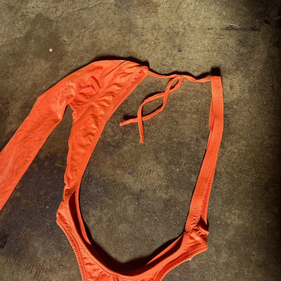 Mono de Colección Años 70 Años 80 Naranja Corte Elástico Showgirl Burlesque Foto 3 de 4