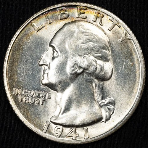 1941-S Choice BU Uncirculated Washington Silver Quarter, San Francisco Mint