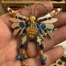 Retired LIZTECH Papillion Anthropomorphic Butterfly Brooch Pin Handmade Artisan