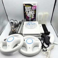 Nintendo Wii Mario Kart + Just Dance Console Bundle MotionPlus *READ* Tested