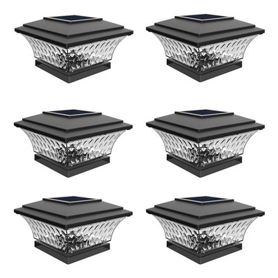 HUYIENO Solar Cap Lights Outdoor LED Lighting Deck Fence Two Light 6pk, Black 