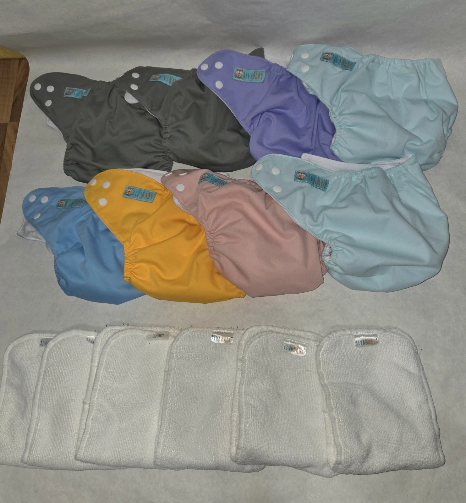 ALVABABY Cloth Diapers One Size Adjustable (Lot Of 8 Diapers, 6 Liners) NWOT