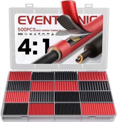 Heat Shrink Tubing Kit 500 Pcs Marine Idustrial Grade Dual Wal Size: BlackRed