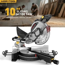 10-Inch Miter Saw 15A Sliding Compound Single Bevel Saw with Blade Wood Working