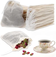 Yolev 30Pcs Sachet Bags Empty Small Drawstring 4X3in, Beige 