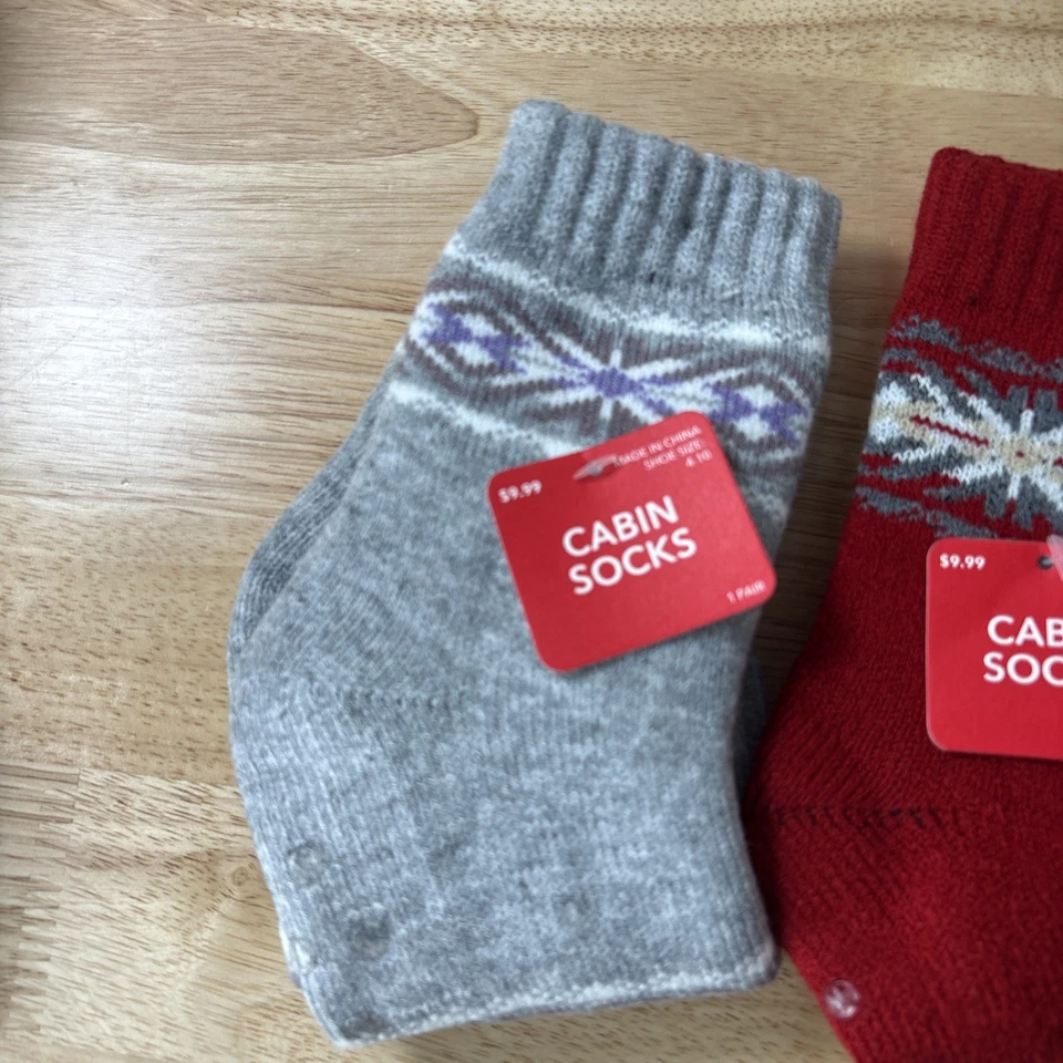 Acogedor calcetín con agarre de cabina CREW vacaciones para mujer lote de 3 talla mediana 4-10 negro gris rojo Foto 2 de 4