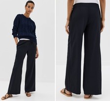 Nili Lotan 560 Adriel Relax Wool Twill Pants in Dark Navy; Medium