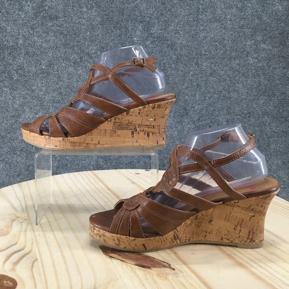 Sandalias Jellypop Para Mujer 10 M Alabama Informales Corcho Cuña Tirantes Cordón Marrón Foto 2 de 4