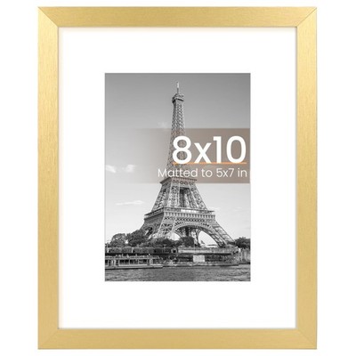 Picture Frame Gold Wall Hanging Photo Display 8x10 w/Mat 5x7 1Pack