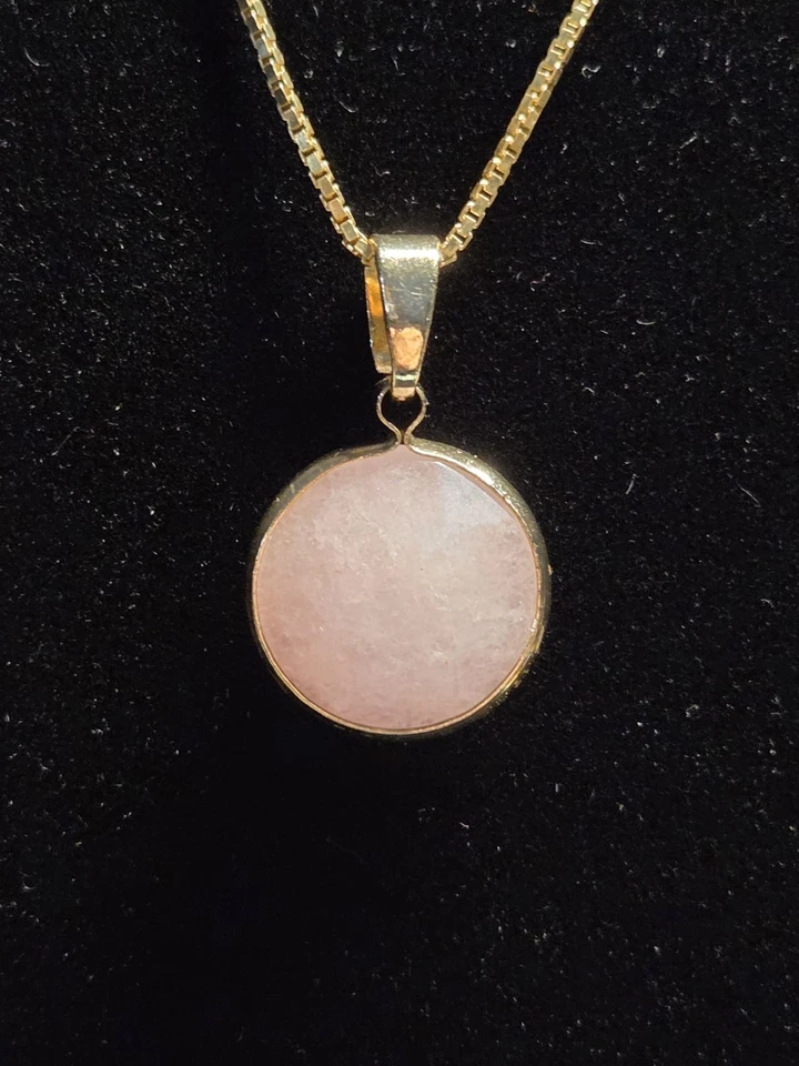 Collar Colgante Cuarzo Rosa Oro 14k Sobre 16" FAS 925 Cadena Plata Esterlina (Nuevo) Foto 4 de 4