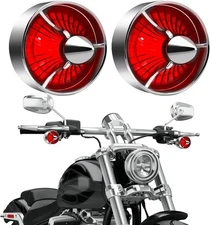 2'' Turn Signal Light Covers Turbine Replacement Red Lenses Clip On For Harley