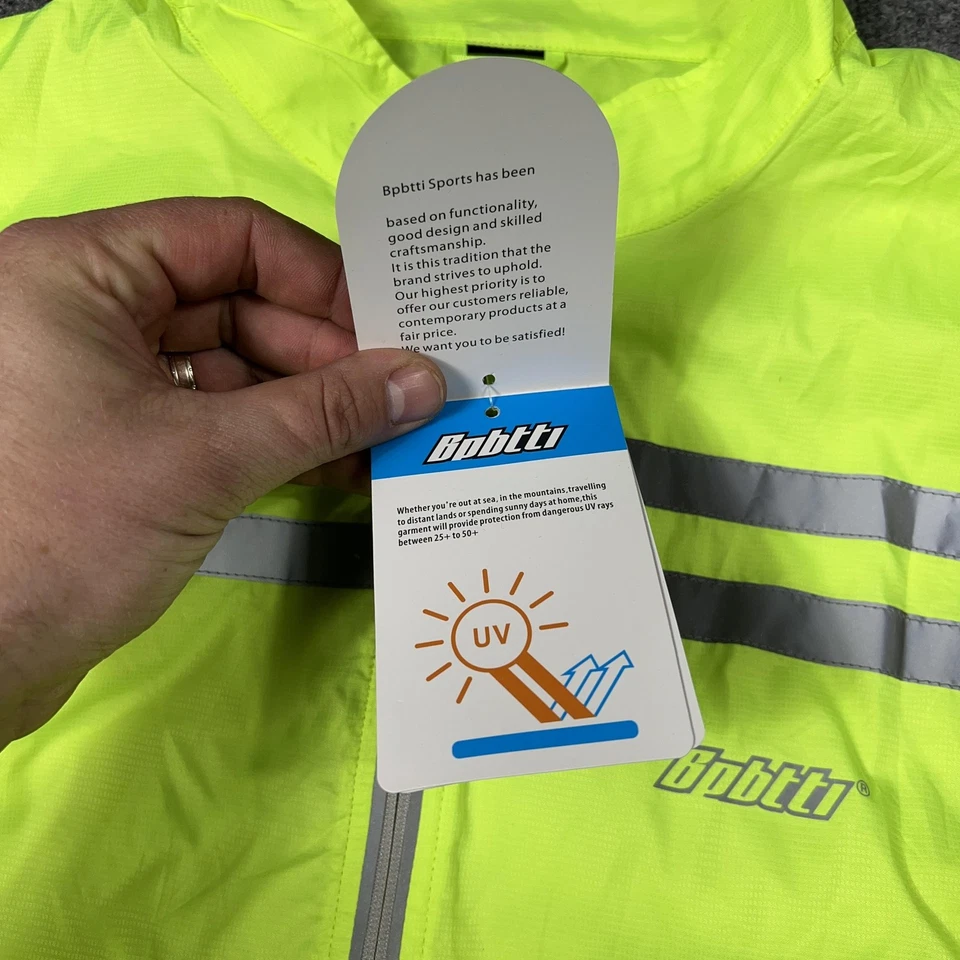 Bpbtti Vest Mens 3XL Neon Yellow Reflective Hi Vis Cycling Running Full Zip - Image 4 of 4