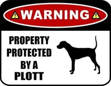 Warning Property Protected by a Plott (SILHOUETTE) Laminated Dog Sign