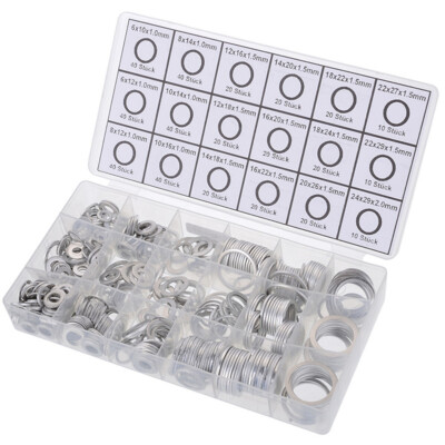#ad 450Pcs 18 Size Car Engine Oil Drain Plug Aluminum Washer Seal O Ring Gasket Kits $23.91