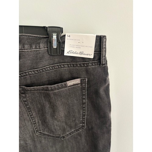 Eddie Bauer Boyfriend Slim Jeans Mid Rise Black Wash Denim Size 14 - Picture 4 of 7