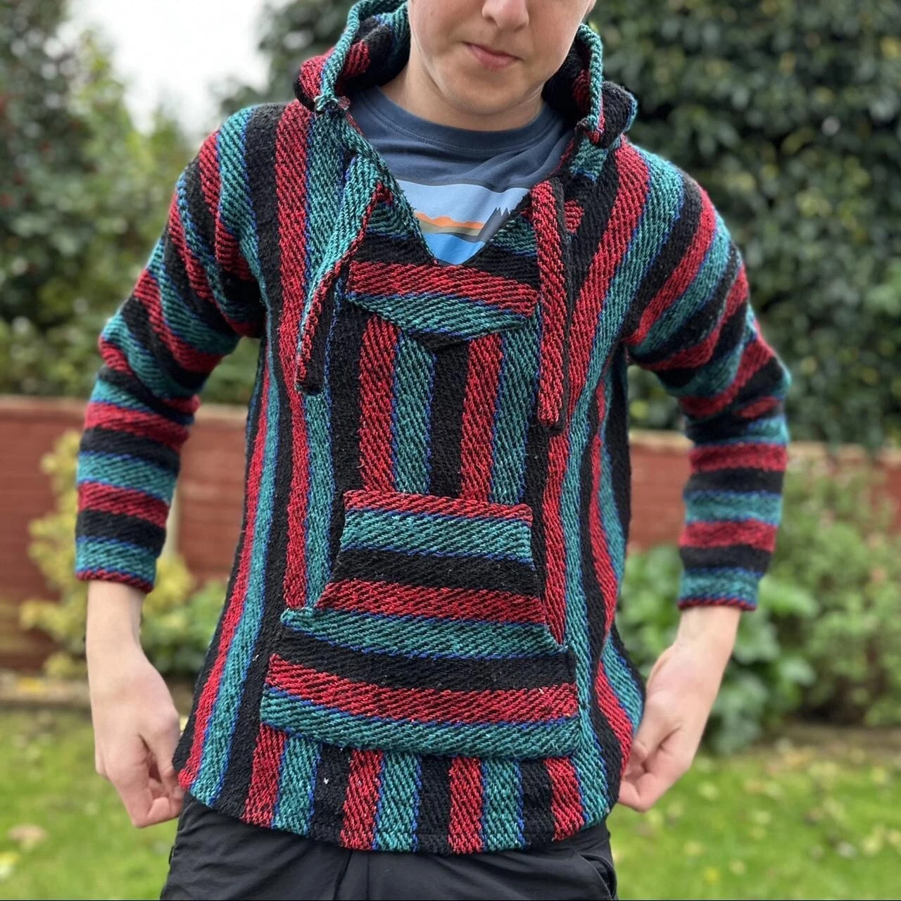 Festival Poncho Green Knitted Pullover Windbreaker Thick Outdoor Jumper Alpaca