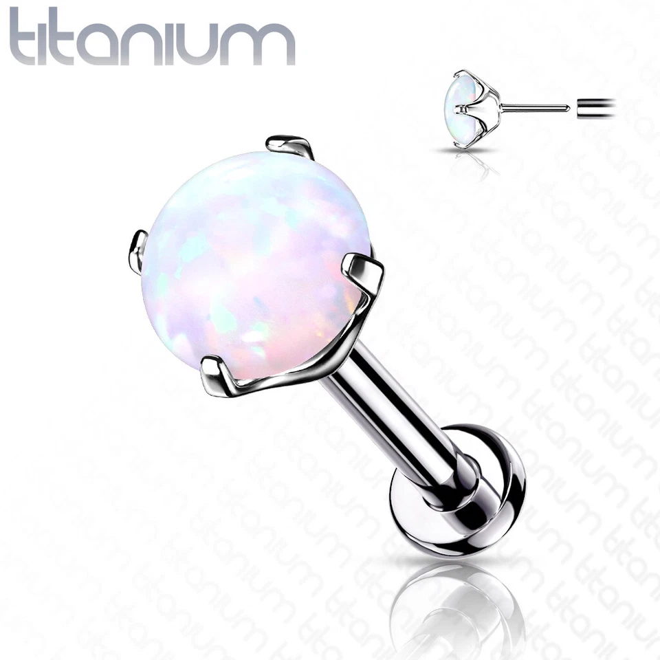 Juego de puntas push in de titanio grado implante ópalo superior labio labret oreja cartílago nariz Foto 4 de 4