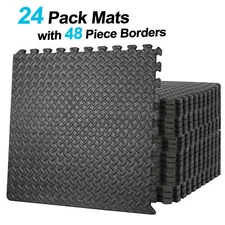 24PCS Puzzle Exercise Mat 3/4 in EVA Interlocking Foam Floor Tiles for Home Gym 