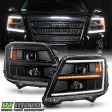 For 2010-2015 GMC Terrain Black LED Tube Sequential Signal Projector Headlights
