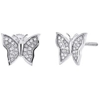 JFL Diamonds & Timepieces 10K WeißGold Schmetterling Steckerohrringe 0.12 Ct