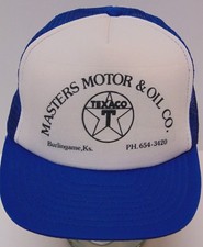 Vintage 1990s MASTERS MOTOR OIL TEXACO GAS Advertising SNAPBACK TRUCKER HAT CAP