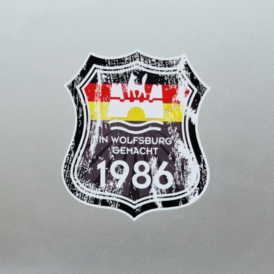 Distressed 1986 Made In Germany Wolfsburg Vinyl Sticker Decal For Car 105x90mm
