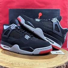 Nike Air Jordan 4 Retro OG Bred 308497-060 Black Red Size 12 Cement Thunder IV