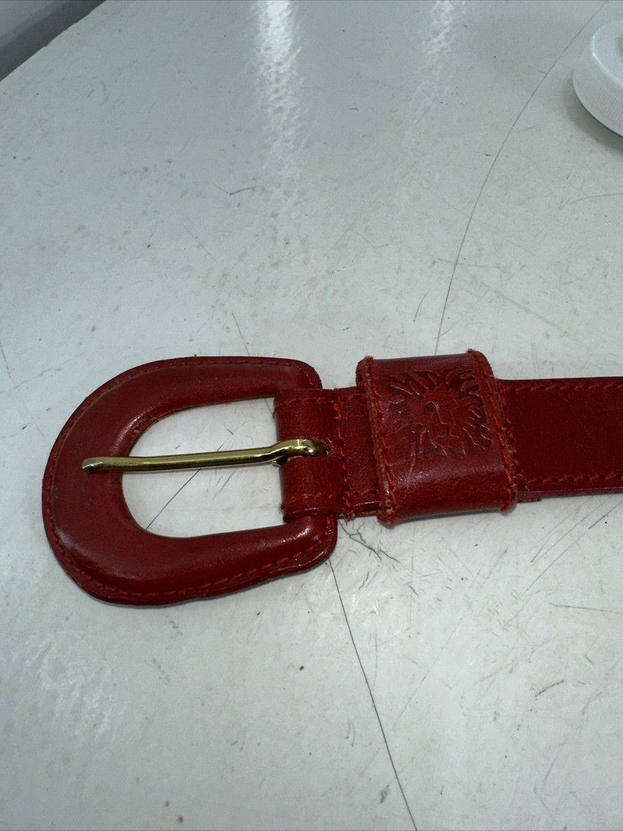 Vintage Anne Klein Red Genuine Leather Buckle Belt Woman