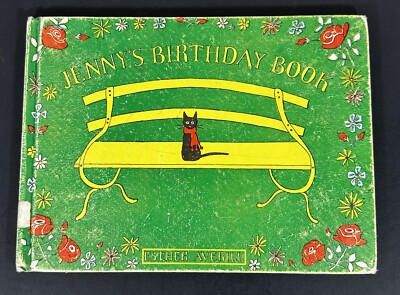 #ad 1954 Jenny#x27;s Birthday Book by Esther Averill Cat Green Hardcover Harper Row $25.87