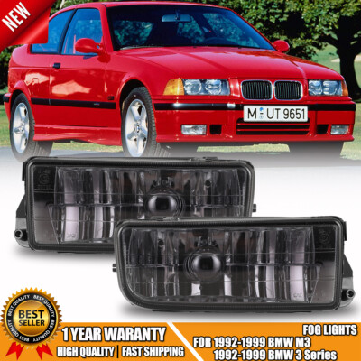 Fog Lights For 92-99 BMW 3 Series E36/M3 smoke glass Lens Lamp with H1 Bulbs New