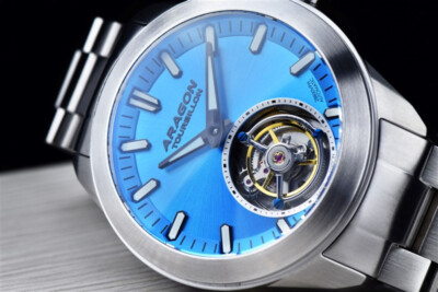 ⭐︎レア⭐︎ARAGON 自動巻時計 オートマチック ブルー Aragon Watch Antigravity Tourbillon 42mm Aqua Blue Dial Automatic