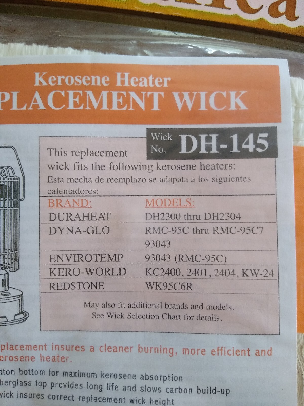 DuraHeat Kerosene Heater Wick Replacement DH-145 Dyna-Glo Enivrotemp  Kero-World 13204001452 | eBay