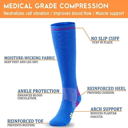 3Pairs Sports Compression Socks Professional Running Fitness Socks Slim Legs - Picture 5 of 12