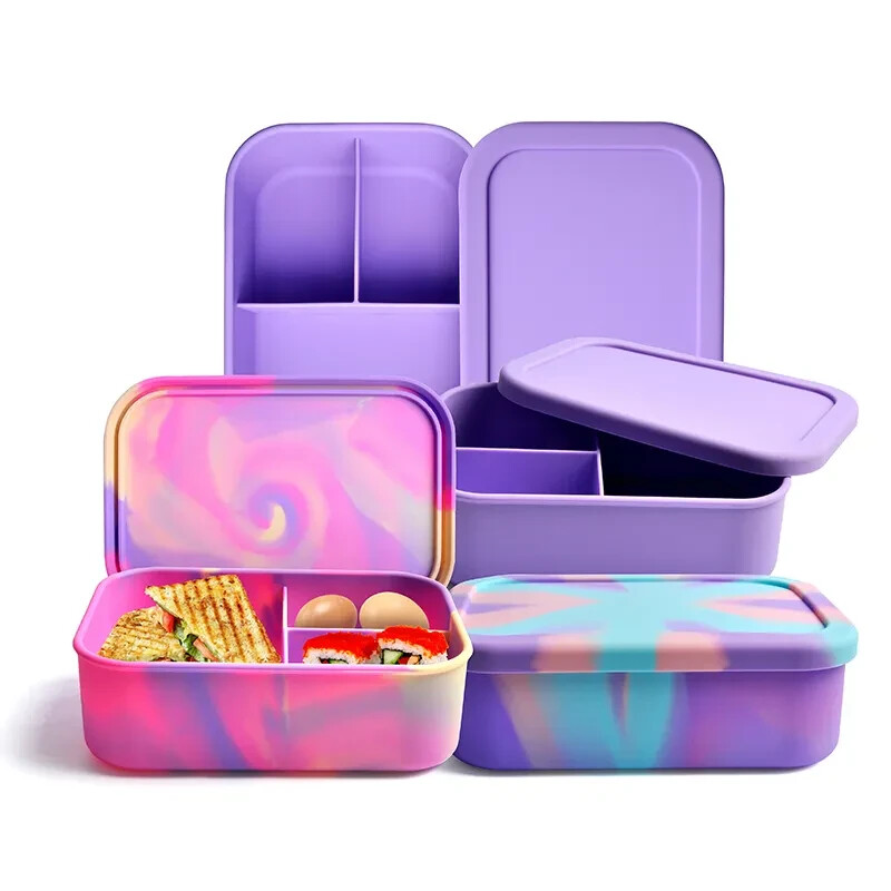 silicone lunch bento box with lid for kids eco friend Tupperware