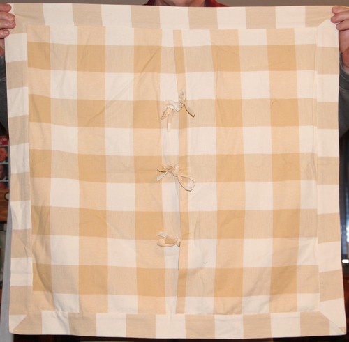 Set/2 federe cuscino Linen Source Euro Gingham marrone chiaro bianco a quadri 29" x 29" cravatta schienale - Foto 2 di 4
