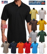 Men's Classic Polo Style 100 Cotton Blended Short Sleeve Solid Pique Polo Shirt