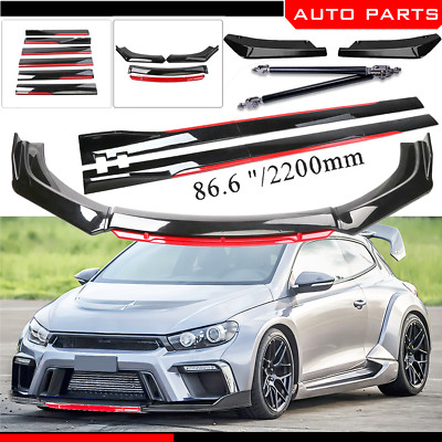 For VW Scirocco R Front Bumper Lip Spoiler Splitter Side Skirt Body