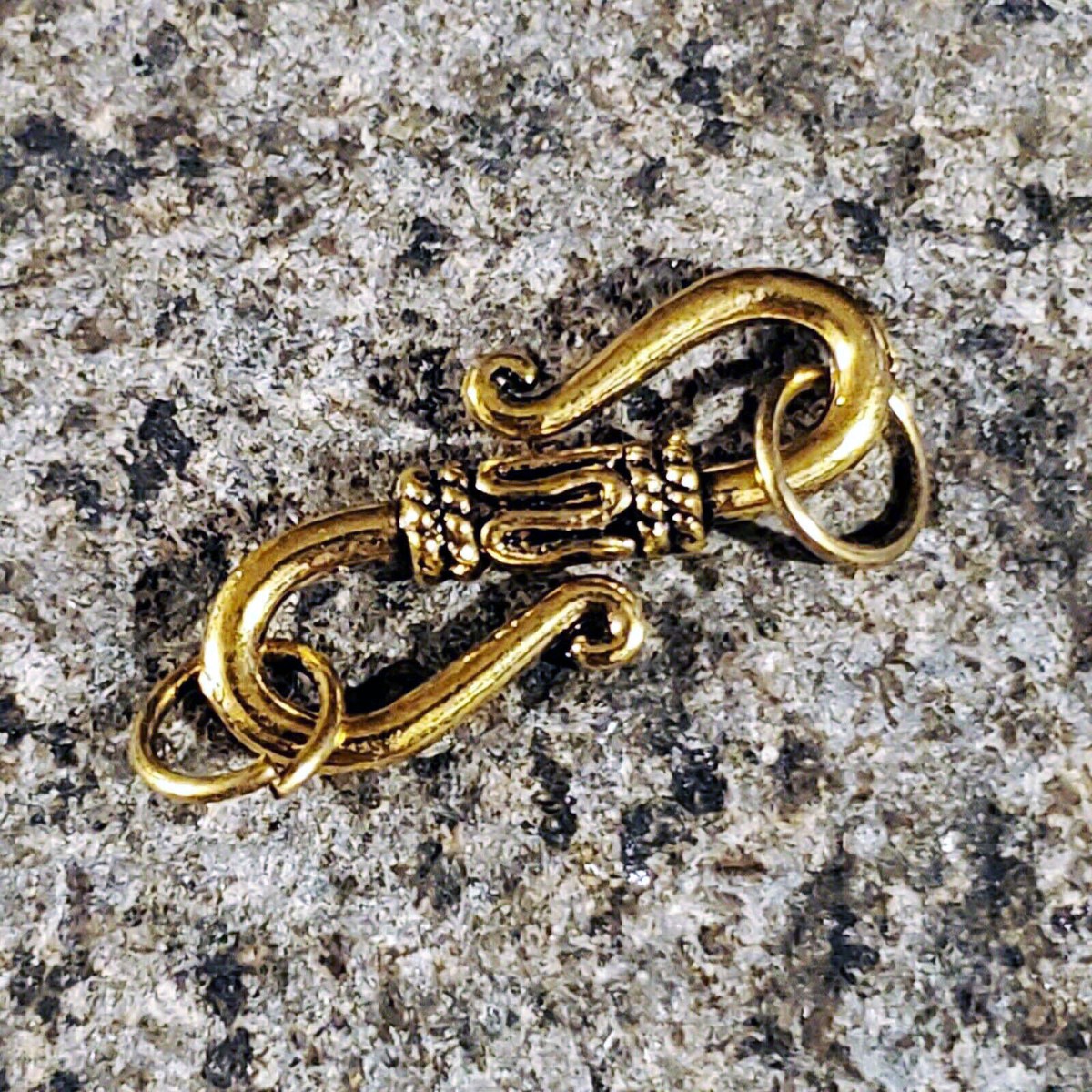 Antiqued Gold Plated Pewter Fancy Rope S-Hook Clasp Necklace