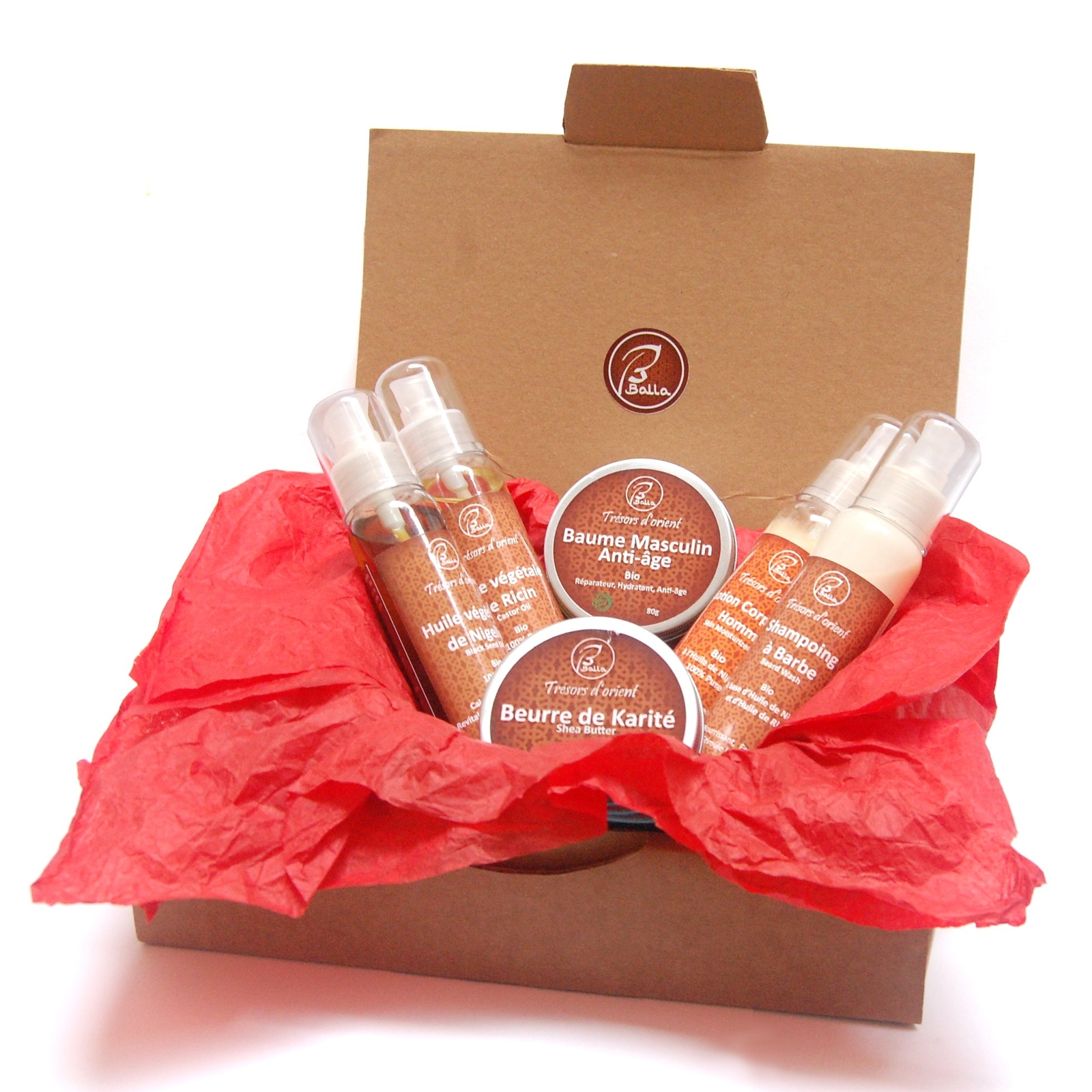 Kit entretien barbe complet homme BallaBox avec huile, baume et ciseaux de précision