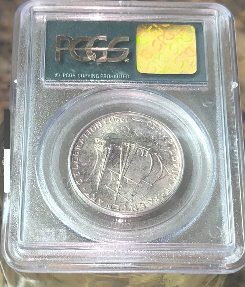 1920 US Mint Pilgrim Commemorative Silver 50C PCGS MS65 Only 152k Minted Rare!!! - Image 3 of 4