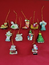 Set Of 11 Kurt Adler Miniature Ceramic/Metal Ornaments Pre Owned