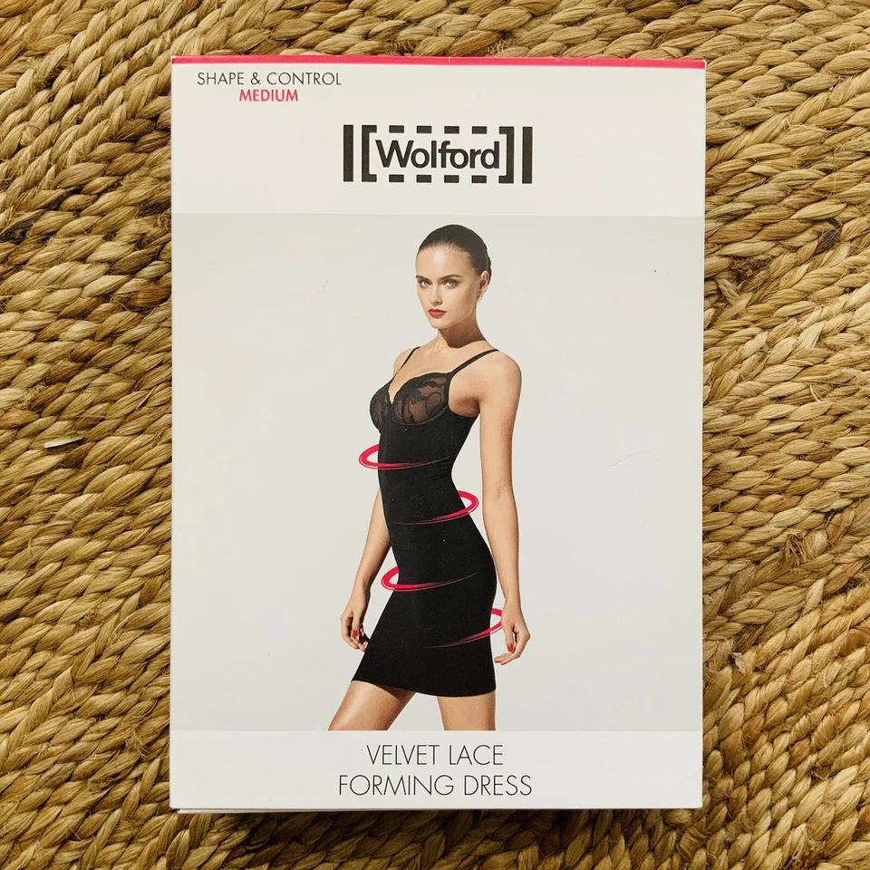 Wolford | Vestido Formador de Encaje de Terciopelo | Prendas moldeadoras Med Control en Tostado Crema ~ XS D Foto 2 de 4