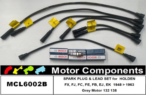 SPARK PLUG & LEAD SET HOLDEN FX FJ FC FE FB EJ EK GREY MOTOR  132 138 1948-63 - 第 1/4 張圖片