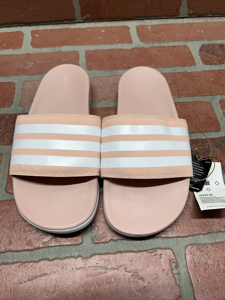 adidas 'ADILETTE COMFORT' Pink/White Slide Sandals Women's Size 6 - Image 4 of 4