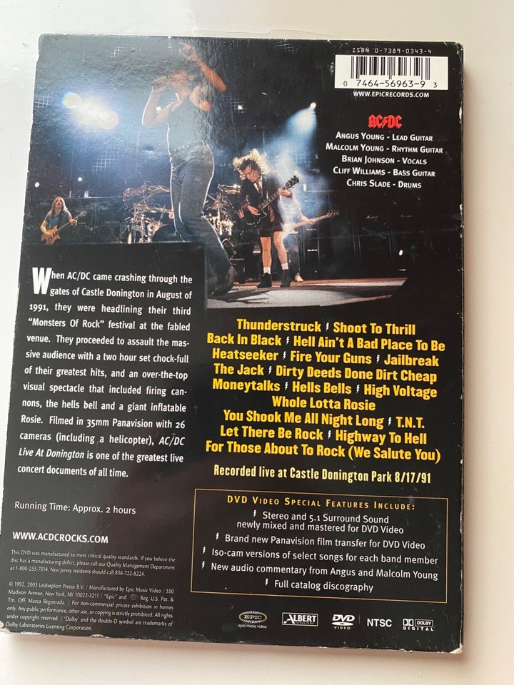 AC/DC - Live at Donington - DVD - Very Good - AC/DC Chris Slade Cliff ...