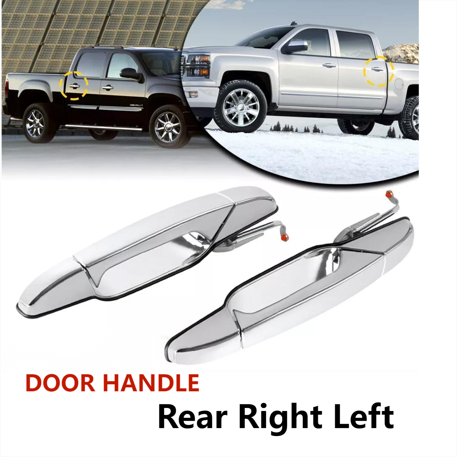 2PCS Door Handle Set For 2007-2013 Chevy Tahoe Silverado GMC Yukon Gloss Silver
