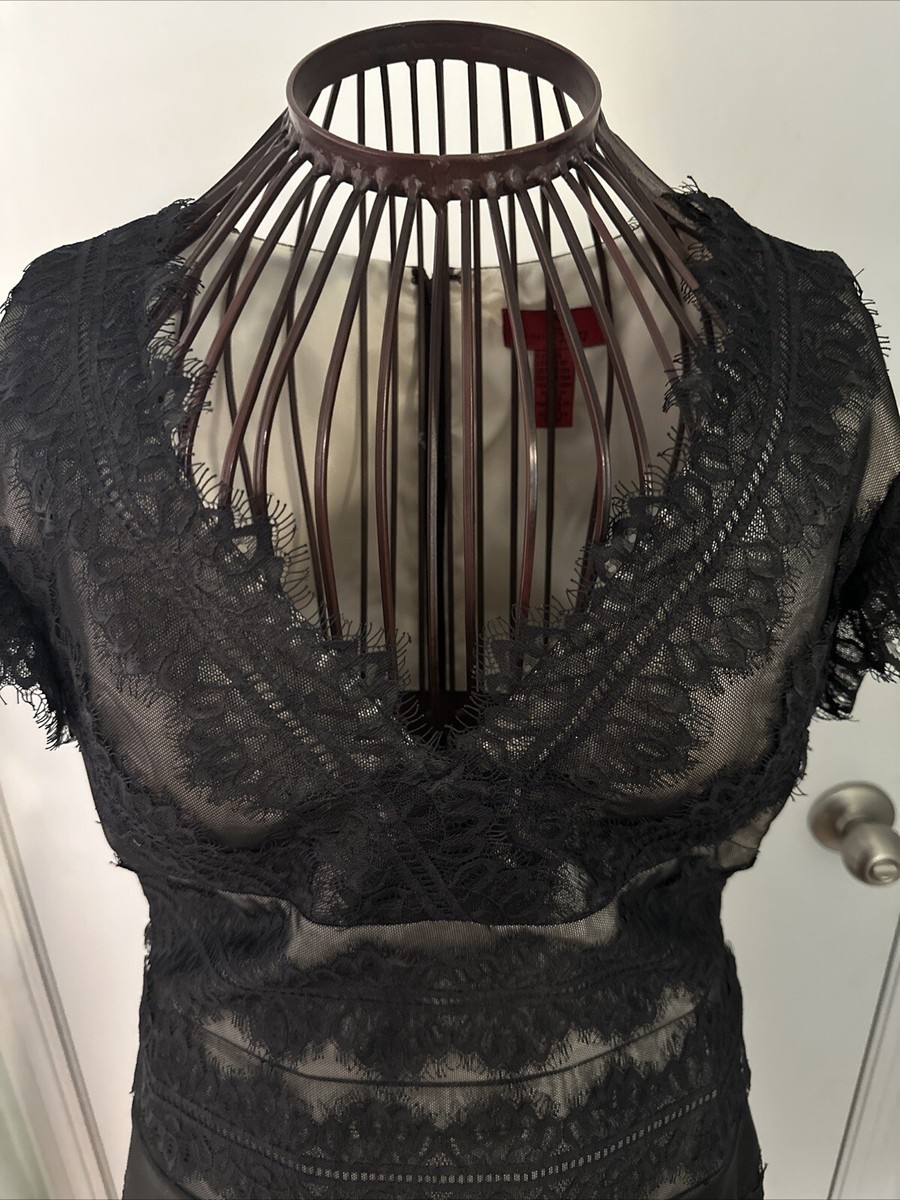 js collection black lace dress JS Collection lace dress women's size 4 black elegant event cocktail romantic